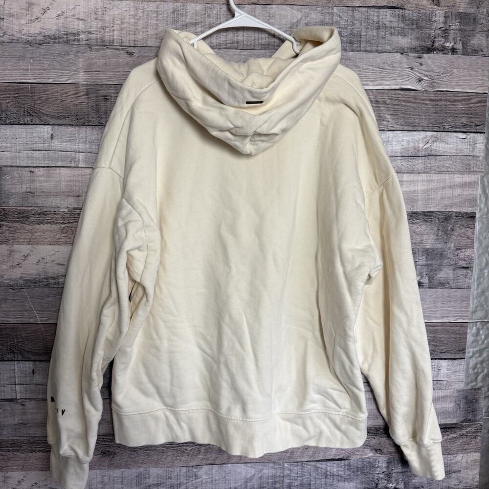YOUNGLA 509 Rivet Hoodie Mens Sz L Cream 1/4 Zip Pullover Sweatshirt Streetwear